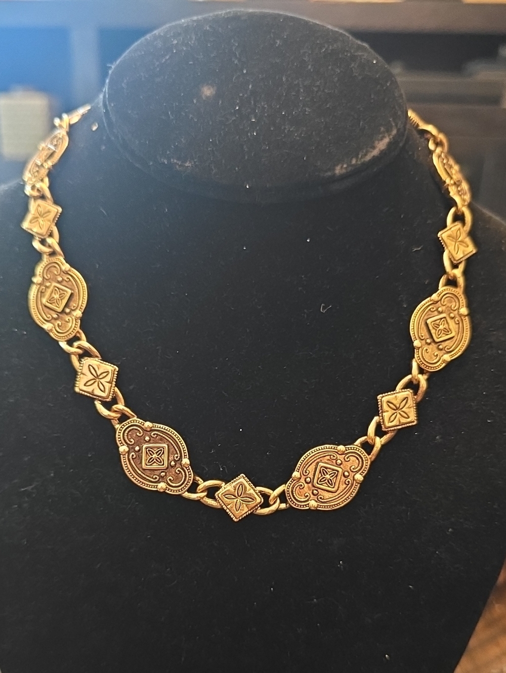 Napier Gold-Tone Ornate Medallion Link Necklace With Earrings